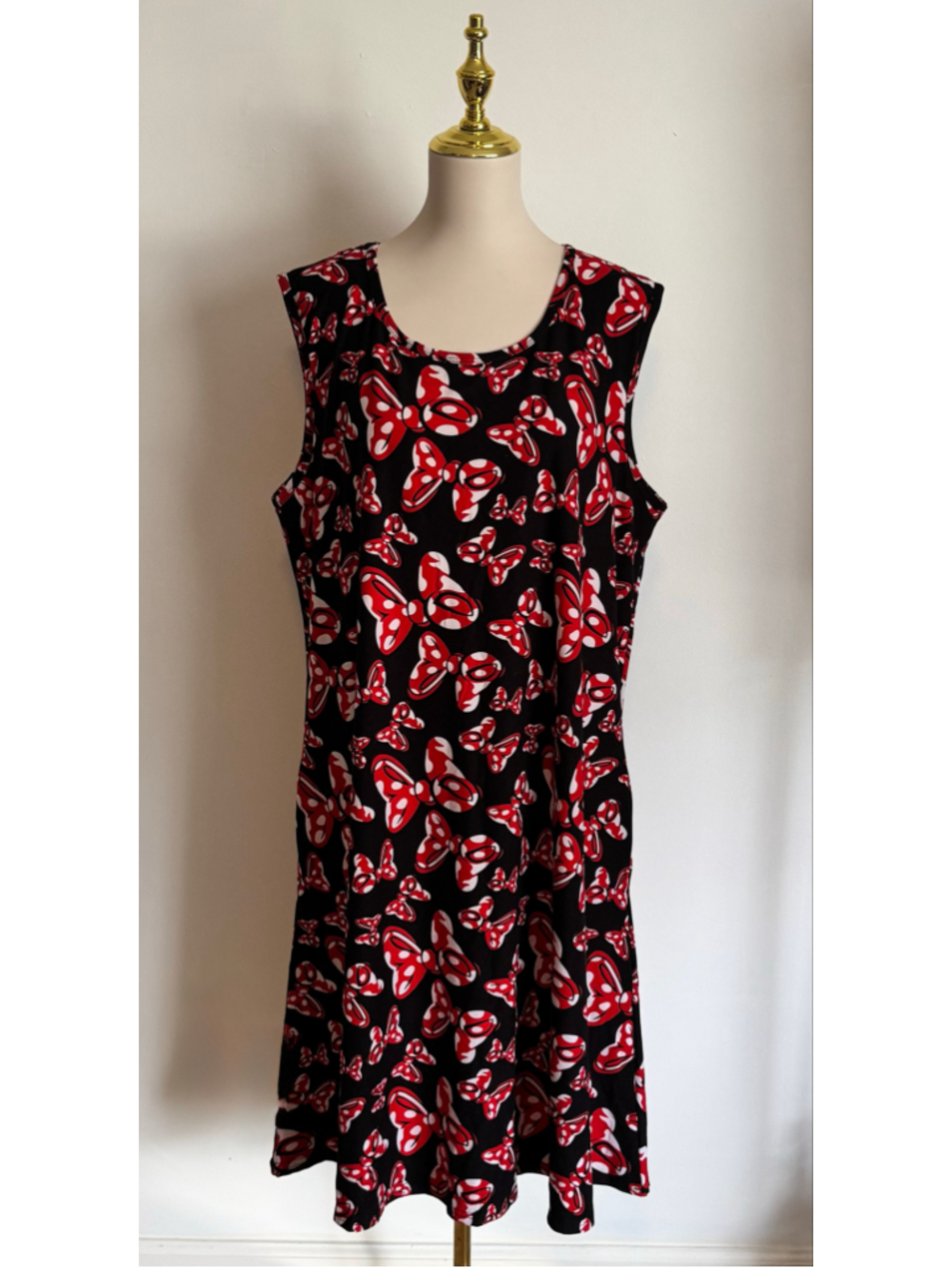 Womens Charlies Project Minnie Bow Print Mini Dress Black Red Size 2XL